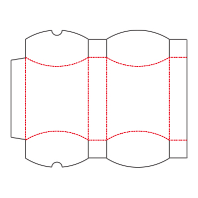 ピロー形式の箱にマチがあるタイプです。曲面にデザイン性があります。
